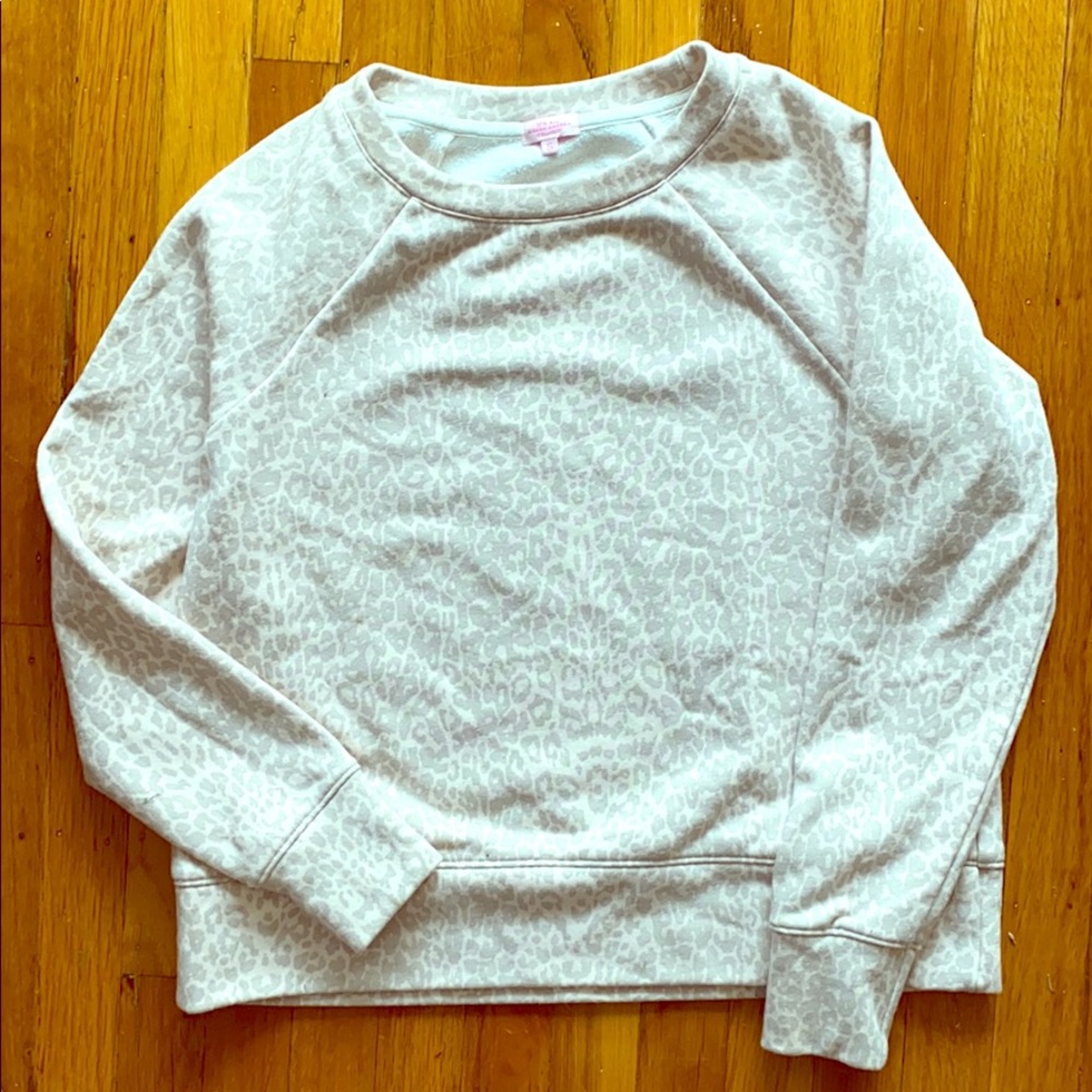Pale Pink and Gray Leopard Print Top- Sz S